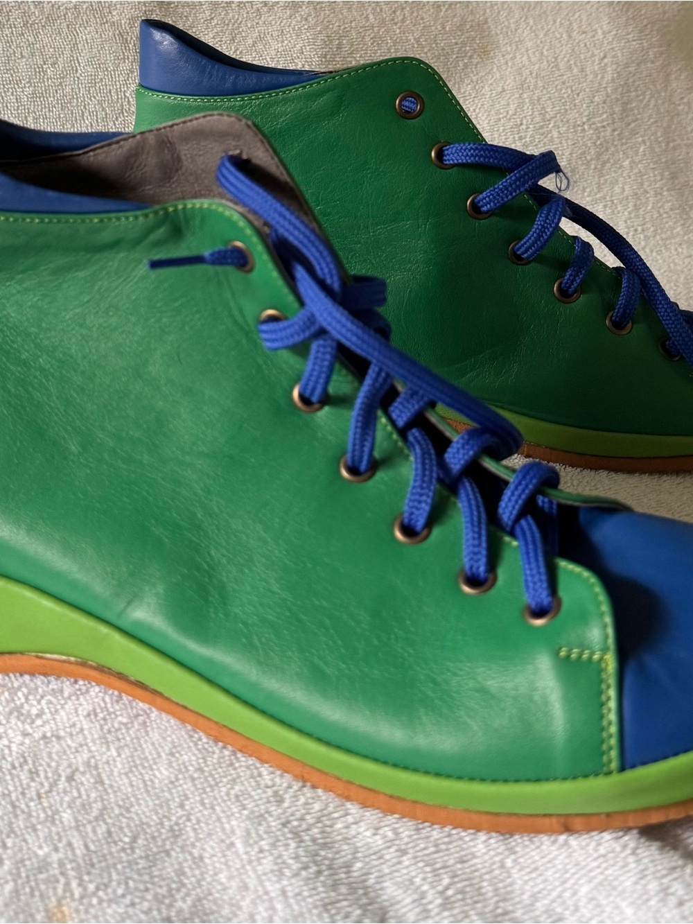 Handmade In Israel Ankle Boots Shiruzzi Color Block Shoes Size 39 Euro Laces